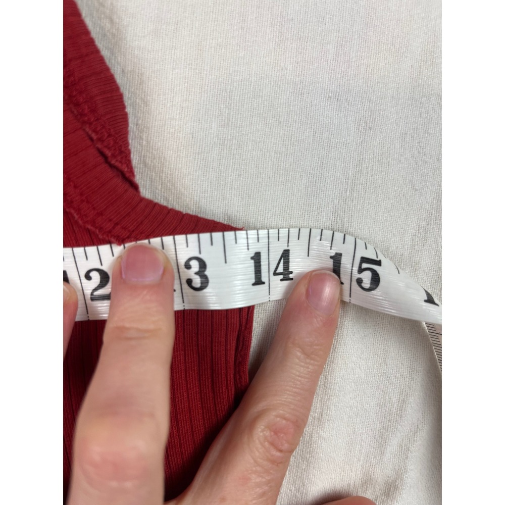 We The Free Free People Red Ribbed Tank Top Square Neck Sleeveless M - Picture 3 of 5